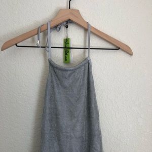 NWT Sam Edelman Silver Metallic Backless Bodysuit